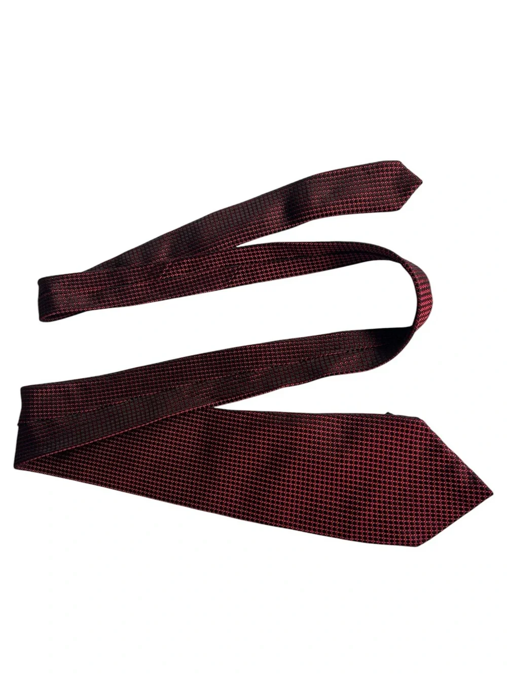 Geoffrey Beene 100% Silk Stain Resistant Red Black Tie Mens Preppy Formal Suit